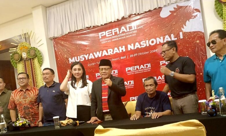 Konferensi Pers Organisasi Advokat Peradi Pergerakan yang akan menggelar Musyawarah Nasional (Munas) I di Hotel Golden Tulip Jineng Resort, Kuta, Badung, pada 25-27 Oktober 2024.