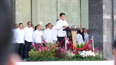 Menteri Koordinator Bidang Hukum, HAM, Imigrasi dan Pemasyarakatan Yusril Ihza Mahendra memimpin langsung Apel Bersama Awal Tahun 2025, Senin (6/1/2025).