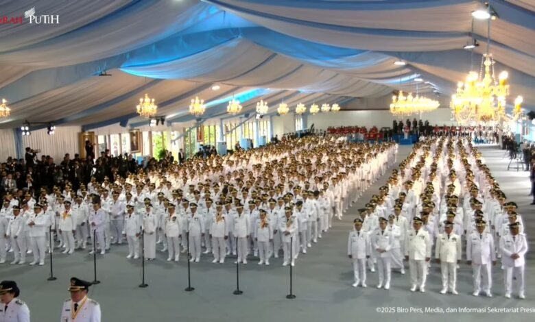 Pelantikan Kepala Daerah Serentak se-Indonesia pada Kamis (20/2/2025) di Istana Merdeka, Jakarta. (Dok.Screenshoot: https://youtube.com/@SekretariatPresiden)