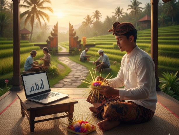 Ilustrasi work-life balance di Bali. (dok.AI)