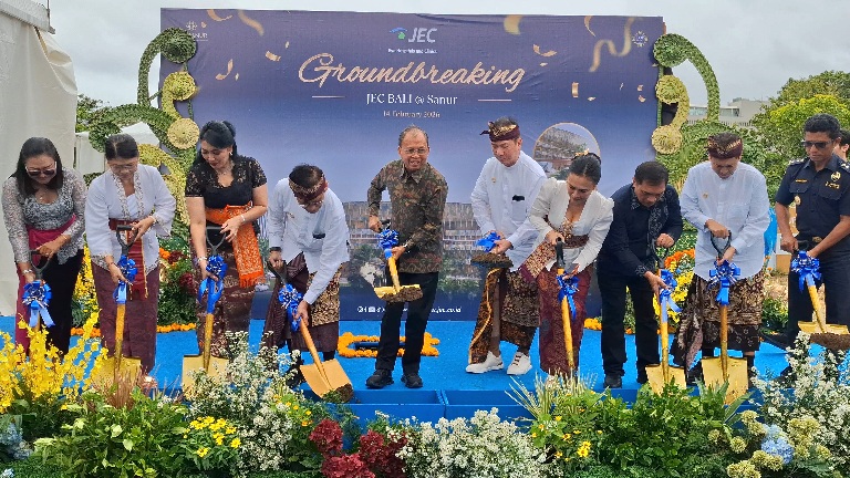 Peletakan batu pertama Rumah sakit mata internasional JEC Bali @ Sanur resmi di Kawasan Ekonomi Khusus (KEK) Sanur, Sabtu (14/2/2026). (dok.Rahma)