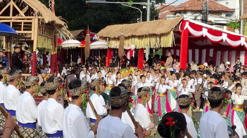 Gelaran pembukaan Pesta Kesenian Bali (PKB) XLVIII, di kawasan Monumen Puputan Bajra Sandhi, Renon, Sabtu (13/6/2026). (dok: Rahma)