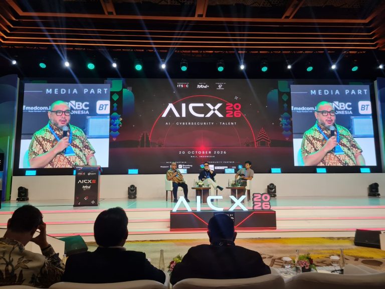 Suasana diskusi dalam gelaran AI & Cybersecurity Executive Forum (AICX) 2026, sebagai rangkaian Bali Tech Week di Sanur, Denpasar, Bali, Selasa (20/10/2026). (dok: redaksi)